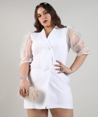 Instafab Plus Women A-line White Dress