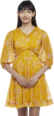 PEOPLE Women A-line Yellow Dress