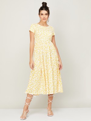 Fame Forever by Lifestyle Women Fit and Flare Yellow Dress