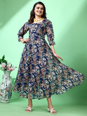 Fashion2wear Straight Gown(Blue)