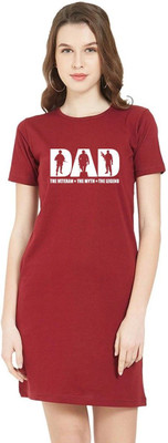 HouseOfCommon Women T Shirt Red Above Knee/Mid Thigh Length Dress