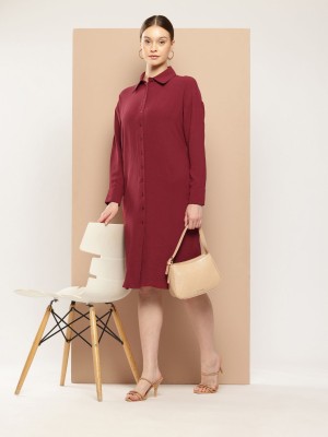 her by invictus Women Shirt Maroon Dress