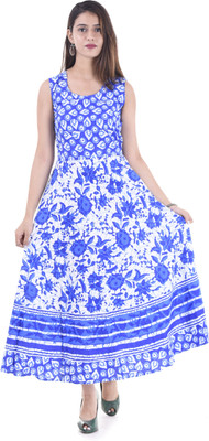 dream of styles Women Fit and Flare Blue Midi/Calf Length Dress