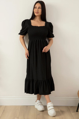 Sheetal Associates Women Fit and Flare Black Midi/Calf Length Dress