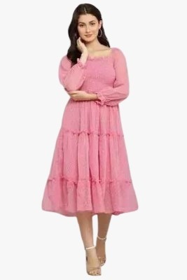 Lookstyl Women A-line Pink Dress