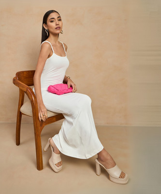 COLOR CAPITAL Women Bodycon White Maxi/Full Length Dress