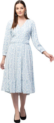 ritika enterprises Women A-line Blue Midi/Calf Length Dress