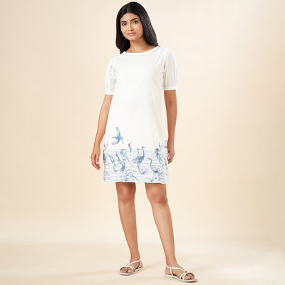Akkriti by Pantaloons Women A-line White Above Knee/Mid Thigh Length Dress