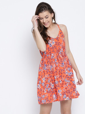 Sera Women A-line Orange Mini/Short Dress
