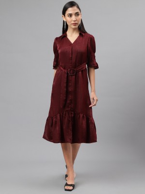 LATIN QUARTERS Women Maxi Maroon Dress