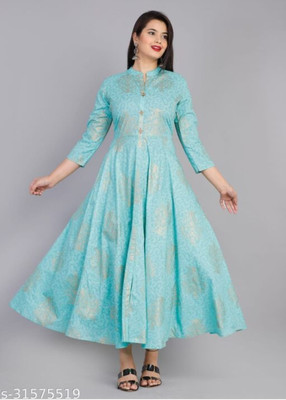 ADITYA COLLECTION Women A-line Blue Ankle Length Dress