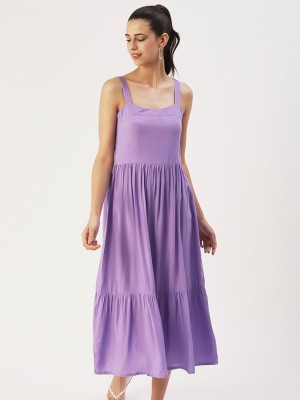 Dressberry Women Fit and Flare Purple Dress