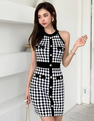 Moshe Women A-line Multicolor Knee Length Dress