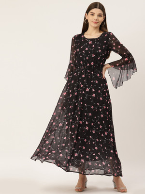 Deewa Women A-line Black Maxi/Full Length Dress