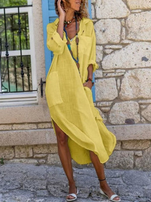 all about you Women Shirt Yellow Midi/Calf Length Dress