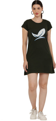 PREE GOO Women Ethnic Dress Dark Green Above Knee/Mid Thigh Length Dress