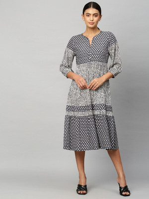 CHEMISTRY Women A-line Grey Midi/Calf Length Dress