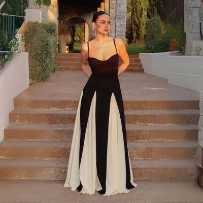 Sheetal Accociates Women Fit and Flare Black, White Maxi/Full Length Dress