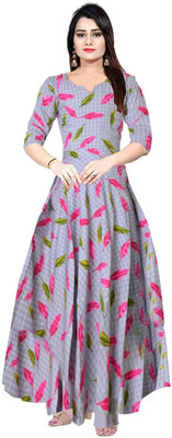HouseOfCommon Women A-line Multicolor Maxi/Full Length Dress