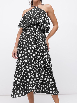Dressberry Women A-line Black Midi/Calf Length Dress
