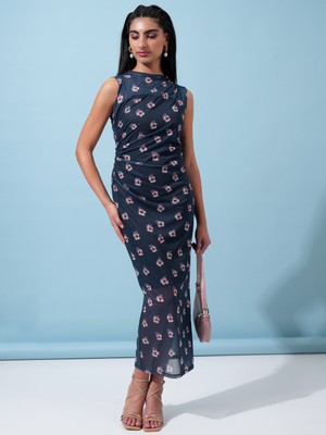 Tokyo Talkies Women Maxi Dark Blue, Pink, White Midi/Calf Length Dress