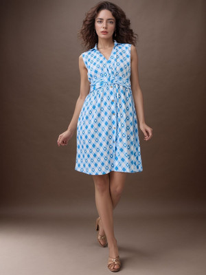 Dressberry Women A-line Blue Knee Length Dress