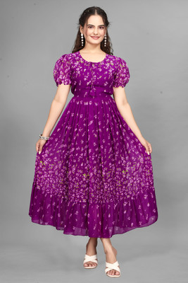 Bhadani Women Fit and Flare Multicolor Midi/Calf Length Dress