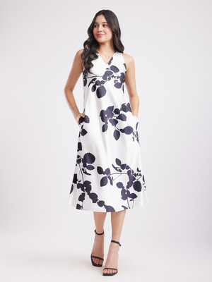 Fable Street Women A-line Black Midi/Calf Length Dress