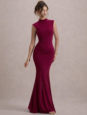 METRONAUT Women Bodycon Maroon Maxi/Full Length Dress
