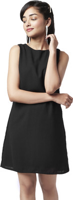YU by Pantaloons Women A-line Black Above Knee/Mid Thigh Length Dress