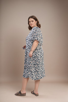 Mom Muffin Women A-line Multicolor Below Knee Dress