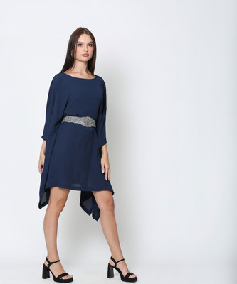 driro Women Kaftan Dark Blue Above Knee/Mid Thigh Length Dress