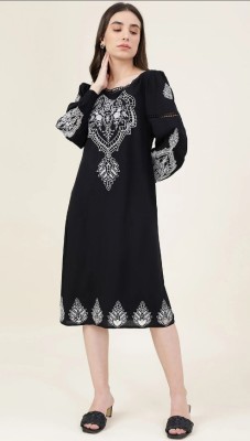 Balajifabrics Women A-line Black Dress