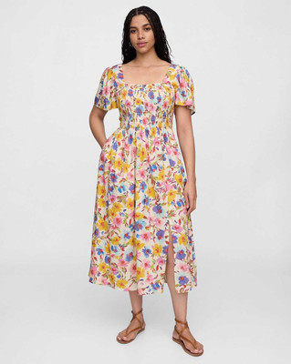 GAP Women A-line Multicolor Midi/Calf Length Dress
