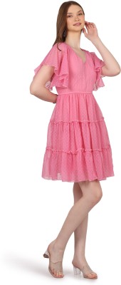 Tannuenterprise Women Fit and Flare Pink Dress