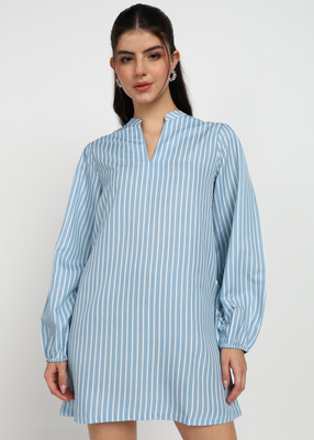 Asami Women A-line Light Blue Above Knee/Mid Thigh Length Dress