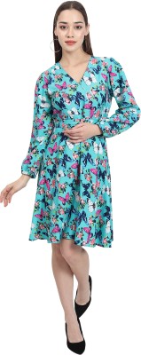 Nature Craft Women Fit and Flare Multicolor Dress