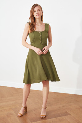 Trendyol Women Sheath Green Above Knee/Mid Thigh Length Dress