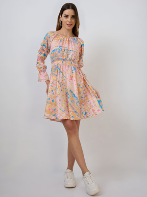 AmarAsha Women Fit and Flare Pink Knee Length Dress