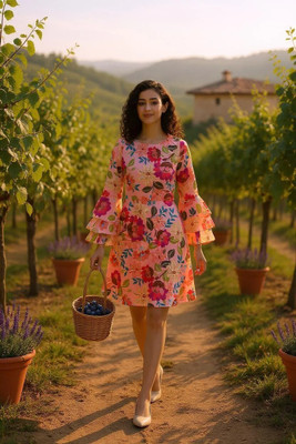 Hive91 Women A-line Pink Knee Length Dress