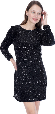 Fuegobella Women Bodycon Black Mini/Short Dress