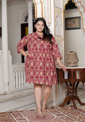 Swasti Women Ethnic Dress Maroon Above Knee/Mid Thigh Length Dress