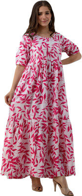 Twirl Tales Women A-line Pink Midi/Calf Length Dress