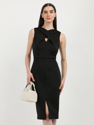 Calvin Klein Jeans Women Shift Black Knee Length Dress