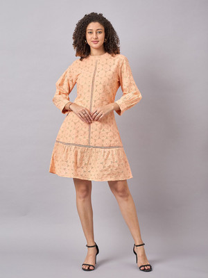 Roadster Women A-line Orange Above Knee/Mid Thigh Length Dress