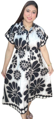 STYLEONMES Women Ethnic Dress Black Midi/Calf Length Dress