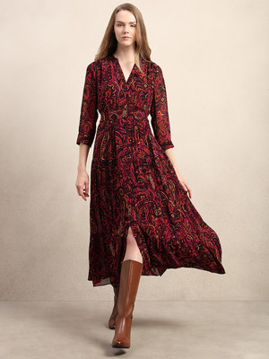 VERO MODA Women A-line Maroon Maxi/Full Length Dress