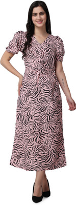 Pratyusha Women A-line Orange Midi/Calf Length Dress