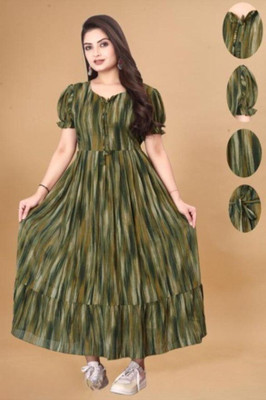Vanray Fashion Women Fit and Flare Multicolor Knee Length Dress