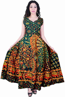 Kanishka Boutique Women Fit and Flare Multicolor Maxi/Full Length Dress